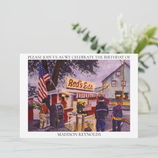 Red's Eats Lobster Shack verjaardagsuitnodiging (Staand voorkant)