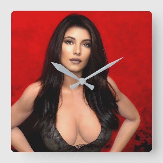 RedSide wall clock Vierkante Klok (Voorkant)