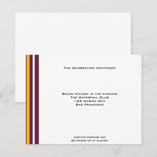 Redskins Football Sportbalk MitzvahReception Informatiekaartje (Voorkant / Achterkant)