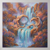 Redstone Waterval - Pastel Impressionistische Stij Poster (Voorkant)