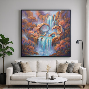 Redstone Waterval - Pastel Impressionistische Stij Poster
