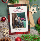 RedTartan Plaid Foto Merry Christmas Kaart