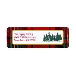 RedTartan Plaid Foto Vrolijk Kerstfeest Etiket