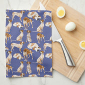 Redtick Coonhound op Blue Theedoek (Quarter Fold)