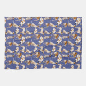 Redtick Coonhound op Blue Theedoek (Horizontaal)