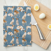 Redtick Coonhounds op Blue Grey Theedoek (Quarter Fold)