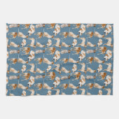 Redtick Coonhounds op Blue Grey Theedoek (Horizontaal)