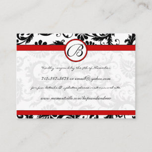 RedTrim Black Damask Response-webkaarten Informatiekaartje