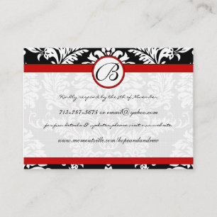 RedTrim Black Damask Response-webkaarten Informatiekaartje