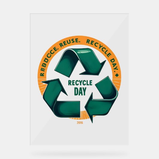 Reduce Reuse Recycle Eco Tee Acryl Bord (Voorkant)