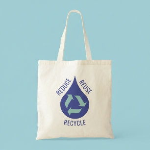 Reduce Reuse Recycle Water Drop Canvas is al een E Tote Bag