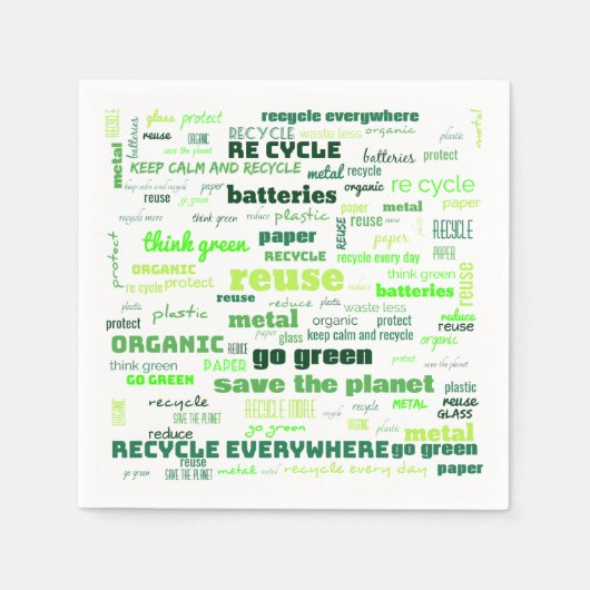 Reduce, Reuse, Recycle Word Cloud Servet (Voorkant)