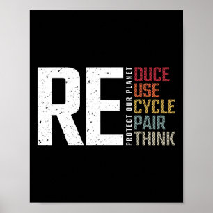 Reduce Reuse Recyclen Rethink Repair Earth Day Env Poster