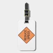 Reduce Speed Orange Diamond Road Sign Bagagelabel (Voorkant verticaal)