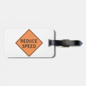 Reduce Speed Orange Diamond Road Sign Bagagelabel (Achterkant horizontaal)