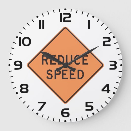 Reduce Speed Orange Diamond Road Sign Grote Klok (Voorkant)