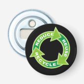 Reduceer Hergebruik Recycling Flesopener Button Flesopener (Voorkant)