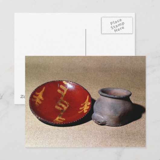 Redware-beker en -schaal, c.1780 briefkaart (Voorkant / Achterkant)