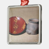 Redware-beker en -schaal, c.1780 metalen ornament (Links)