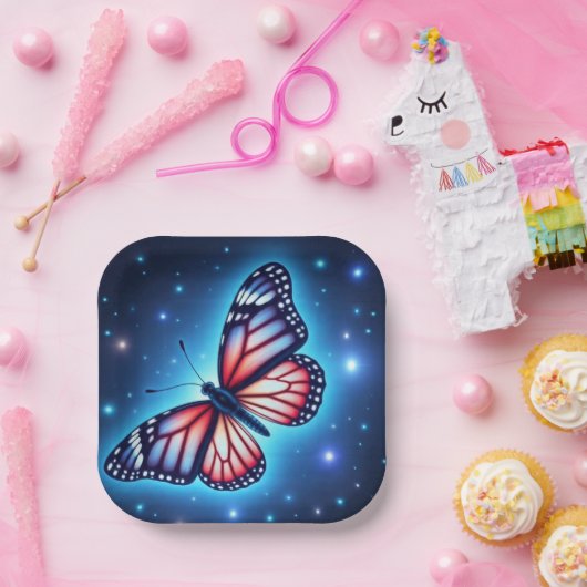 RedWhiteBlueButterfly Papieren Bordje (Feest)