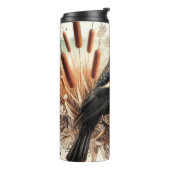 Redwing Blackbird Marsh Cattails Thermal Tumbler Thermosbeker (Gedraaid links)