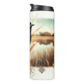 Redwing Blackbird Marsh Cattails Thermal Tumbler Thermosbeker (Geroteerd rechts)