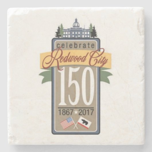Redwood City 150e Jubileum Stenen Onderzetter (Voorkant)