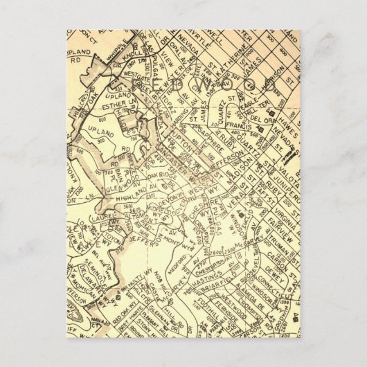 Redwood City, CA  Map Briefkaart (Voorkant)