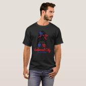 Redwood City California Retro Messy Bun T-shirt (Voorkant volledig)