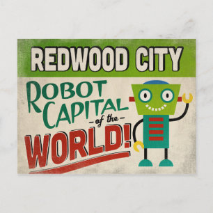 Redwood City California Robot - Funny  Briefkaart