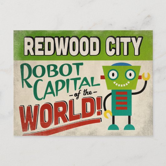 Redwood City California Robot - Funny  Briefkaart (Voorkant)