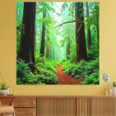 Redwood Forest Misty Tranquility Design Canvas Afdruk (Insitu (Woonkamer))