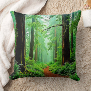 Redwood Forest Misty Tranquility Ontwerp Kussen