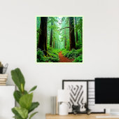 Redwood Forest Misty Tranquility Ontwerp Poster (Thuiskantoor)