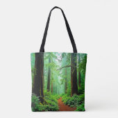 Redwood Forest Misty Tranquility Ontwerp Tote Bag (Achterkant)