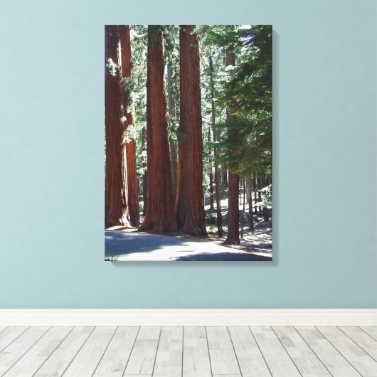Redwood Forest Sequoia Tree Wall Art Canvas Afdruk (Insitu (Houten vloer))
