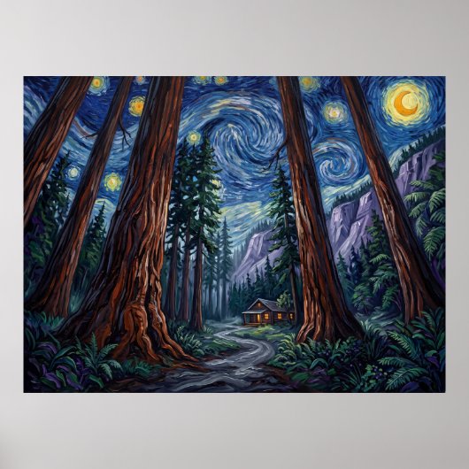 Redwood Forest Starry Night Poster (Voorkant)