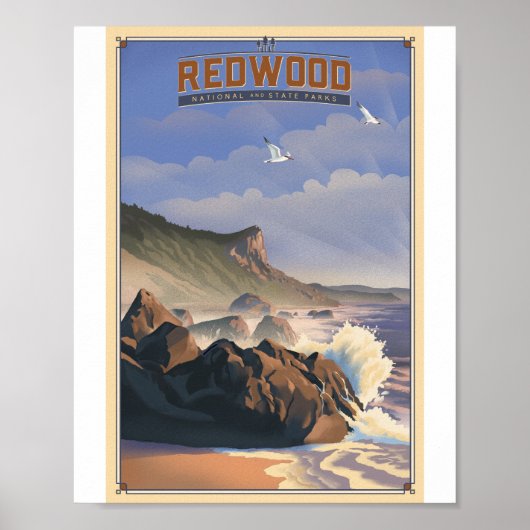Redwood Nationaal Park Litho Kunstwerk Poster (Voorkant)