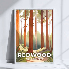 Redwood National Park | Aquarel Reis Kunst Poster