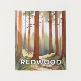 Redwood National Park | Aquarel Reis Kunst Wandkleed