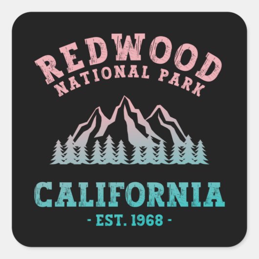 Redwood National Park California Gradient Vierkante Sticker (Voorkant)