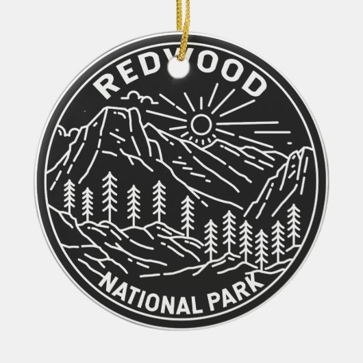 Redwood National Park California  Monoline Keramisch Ornament (Voorkant)