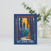 Redwood National Park California Retro Distress Briefkaart (Staand voorkant)