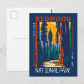 Redwood National Park California Retro Distress Briefkaart (Voorkant / Achterkant)