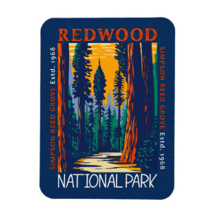 Redwood National Park California Retro Distress Magneet