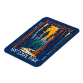 Redwood National Park California Retro Distress Magneet (Linkerzijde)