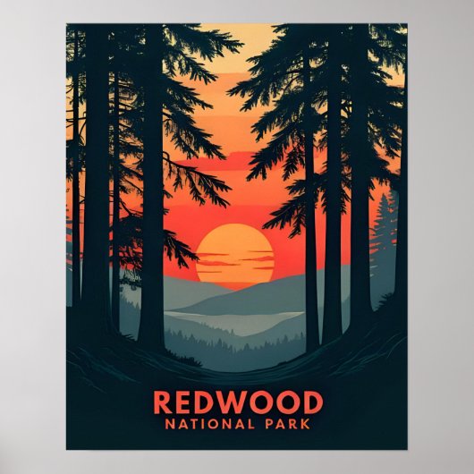 Redwood National Park California Retro  Poster (Voorkant)