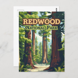 Redwood National Park California Tree Retro Briefkaart