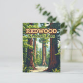 Redwood National Park California Tree Retro Briefkaart (Staand voorkant)