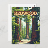 Redwood National Park California Tree Retro Briefkaart (Voorkant / Achterkant)